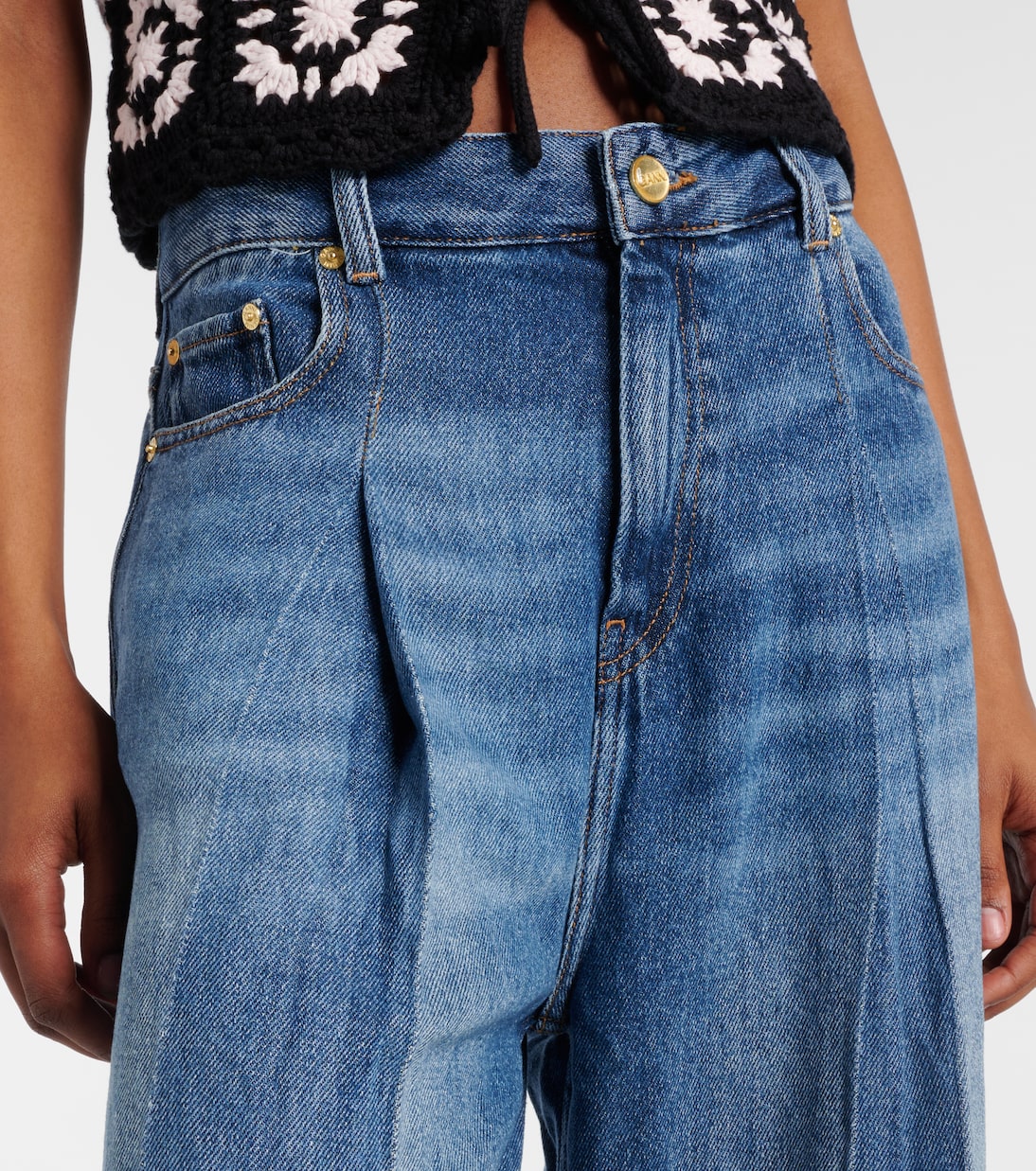 Jeans anchos plisados | Ganni