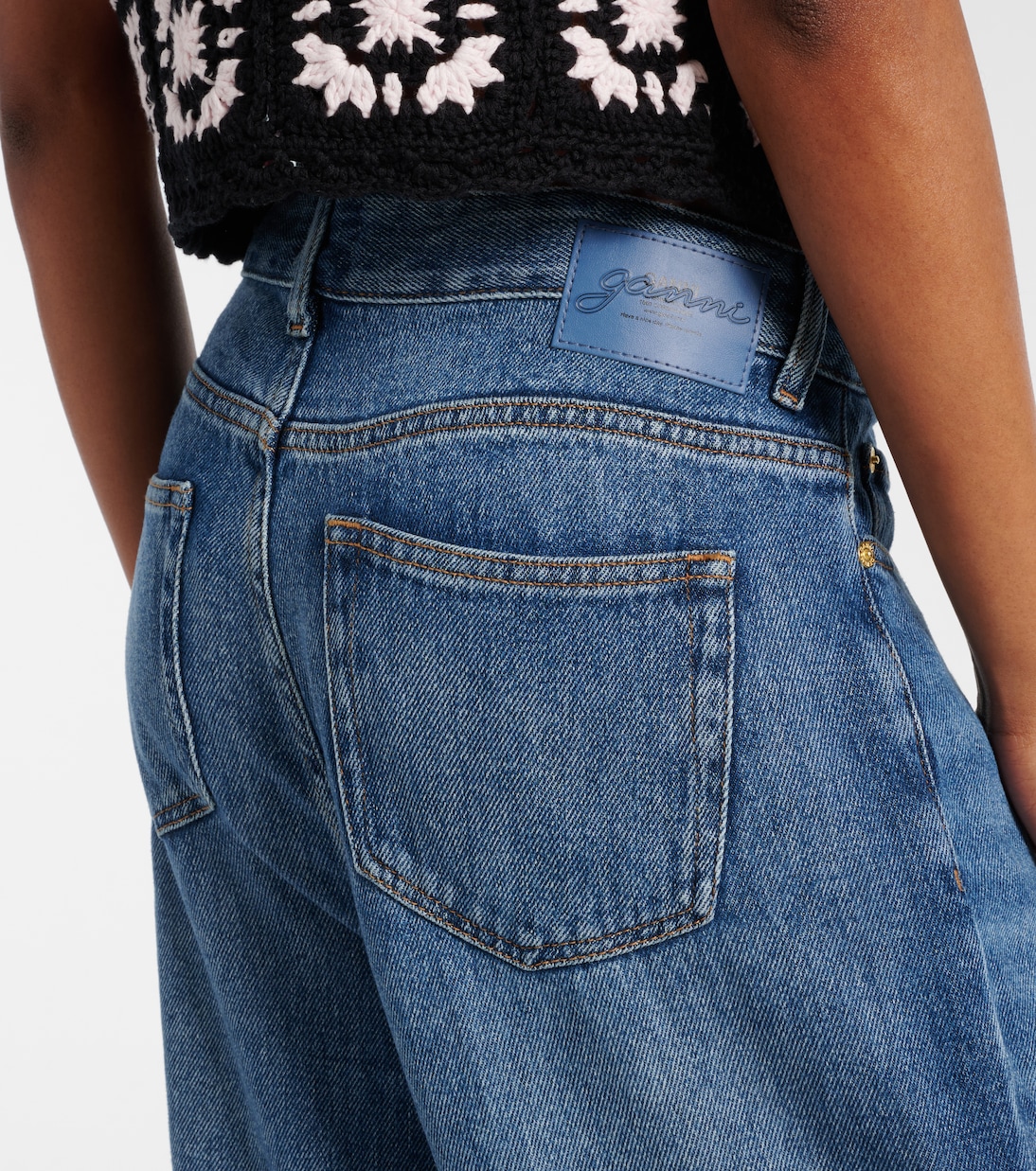 Jeans anchos plisados | Ganni