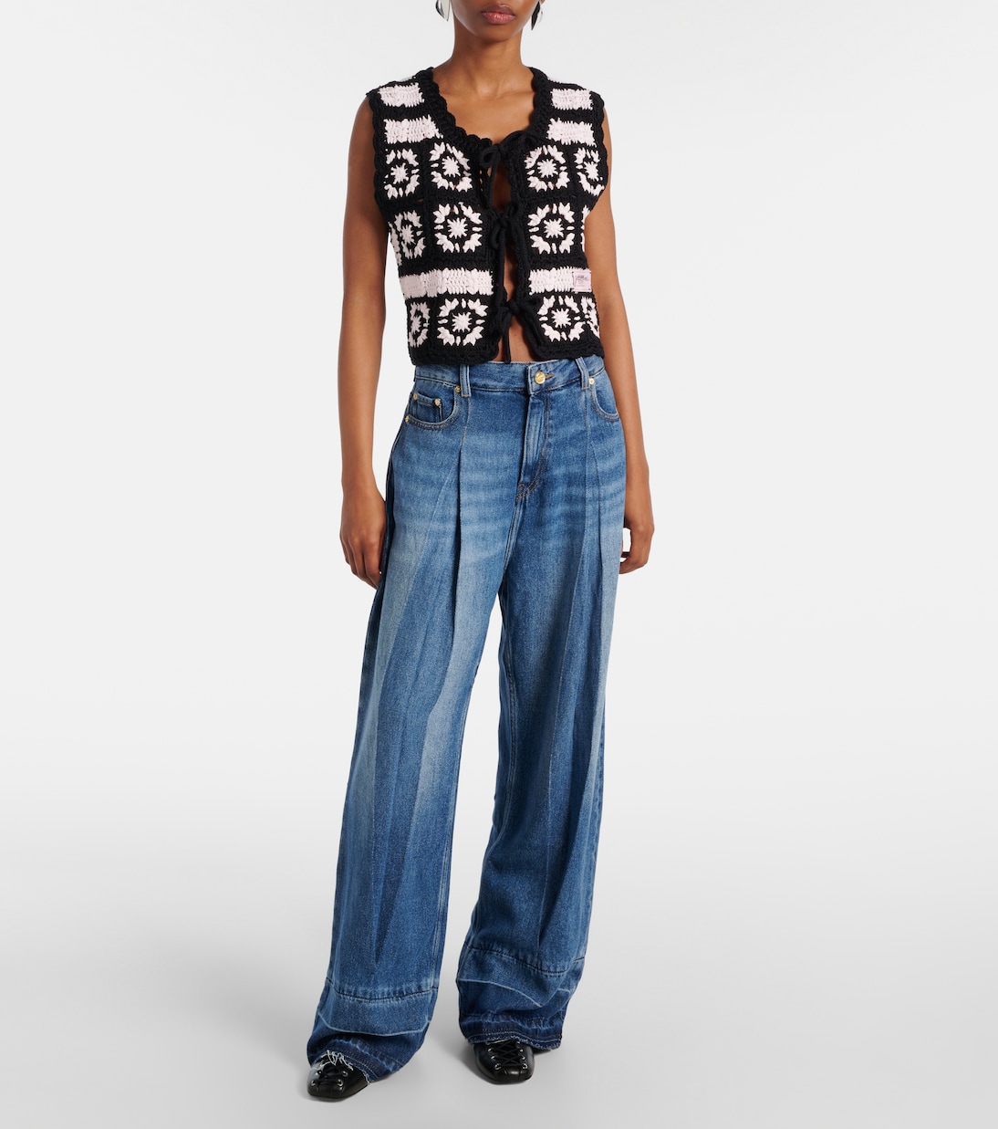 Jeans anchos plisados | Ganni