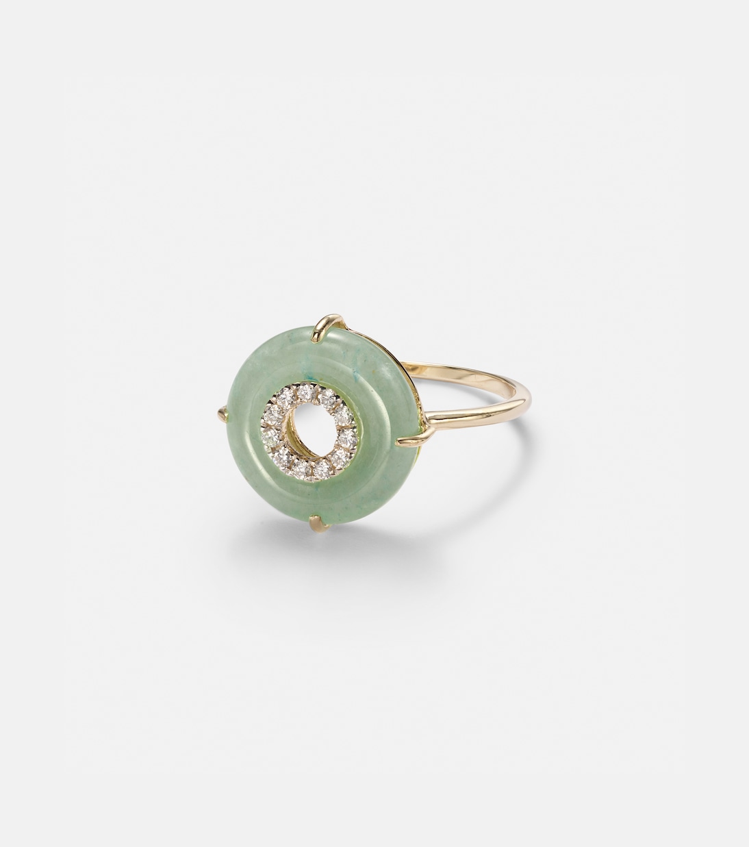 14kt gold ring with jade and diamonds | Mateo