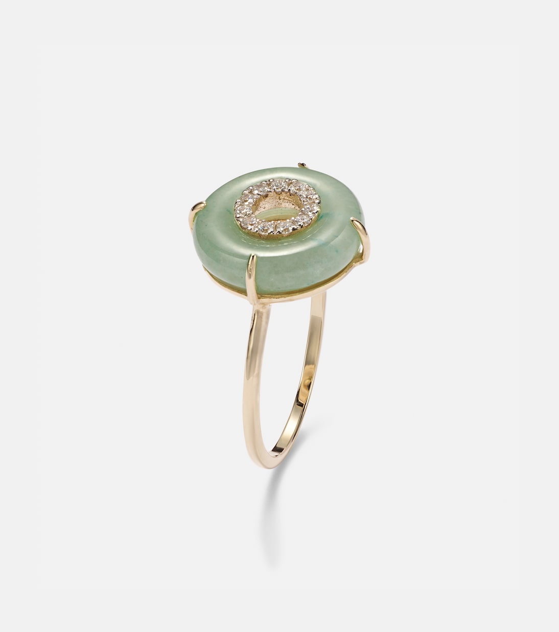 14kt gold ring with jade and diamonds | Mateo