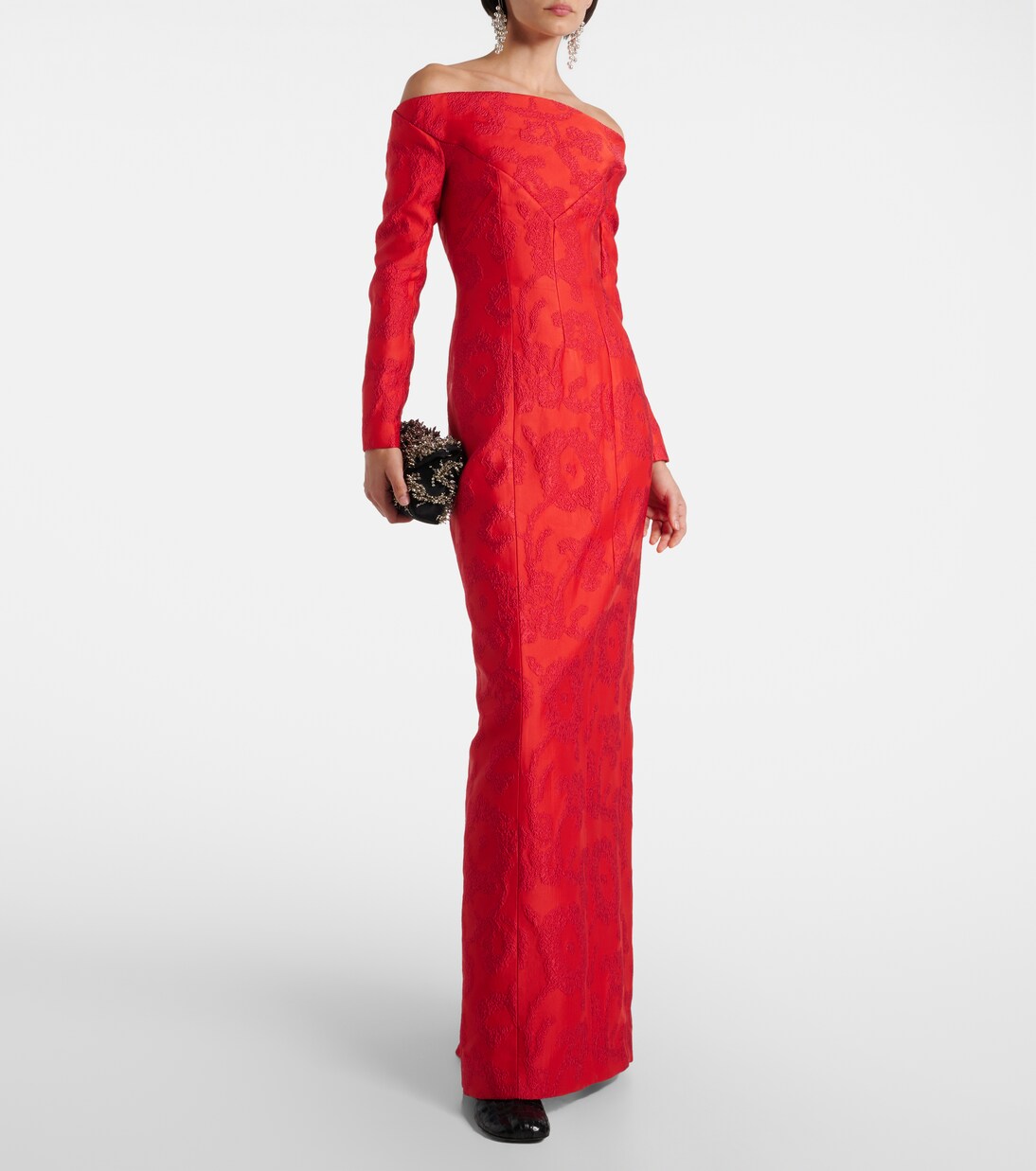 Robe longue Zarith en jacquard à encolure bardot | Emilia Wickstead