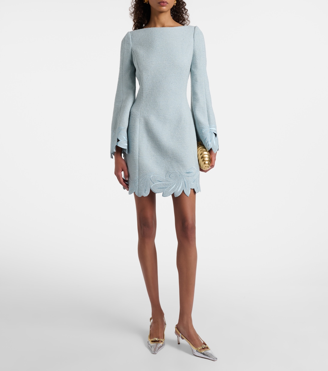 Vestido corto de tweed de algodón y lana | Oscar de la Renta