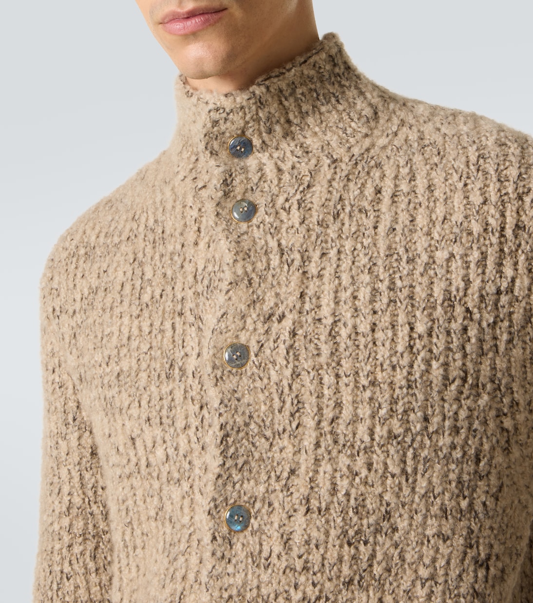 Cárdigan de bouclé de cachemir con labradorita | God's True Cashmere