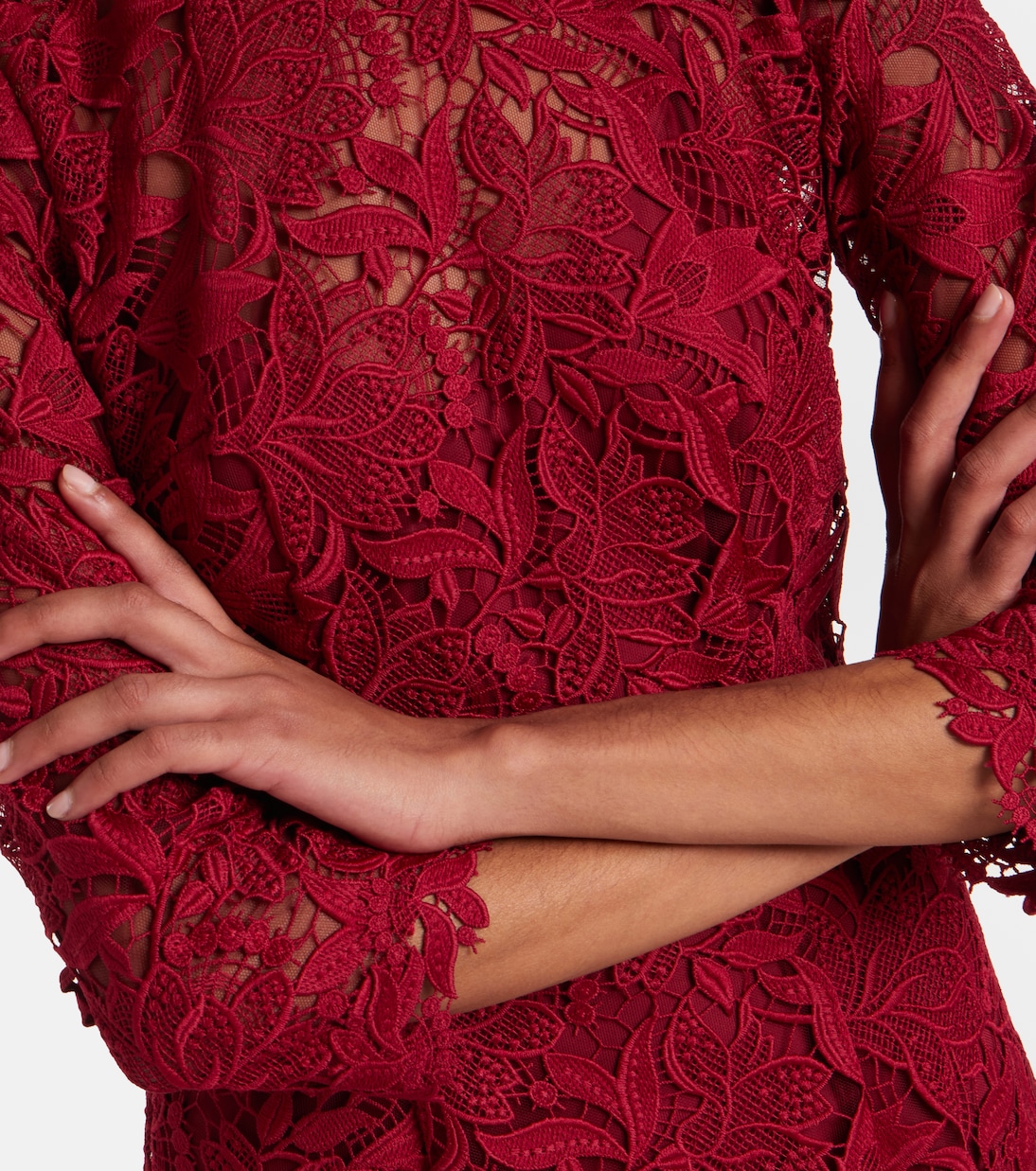 Abito midi in pizzo con cintura | Carolina Herrera