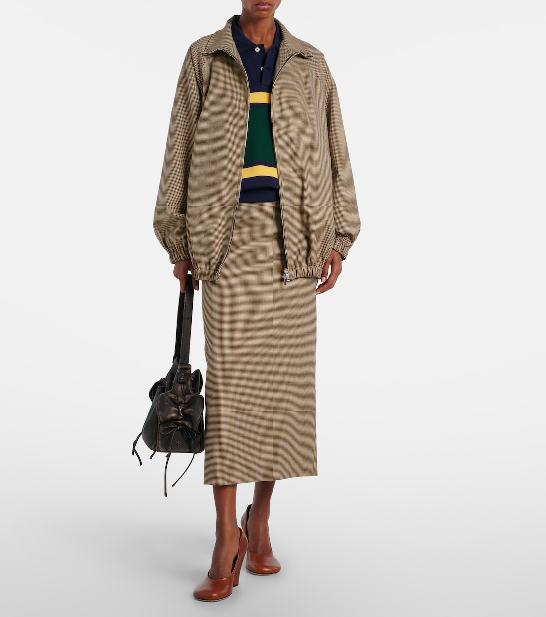 Baxter houndstooth blouson jacket | The Frankie Shop