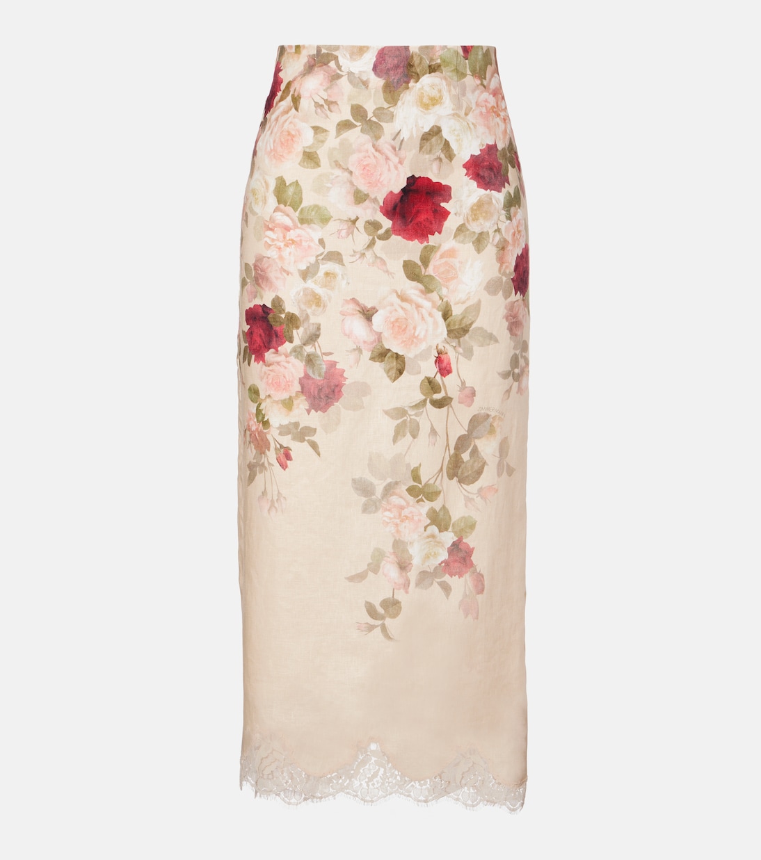 Hypnotic floral linen pencil skirt | Zimmermann