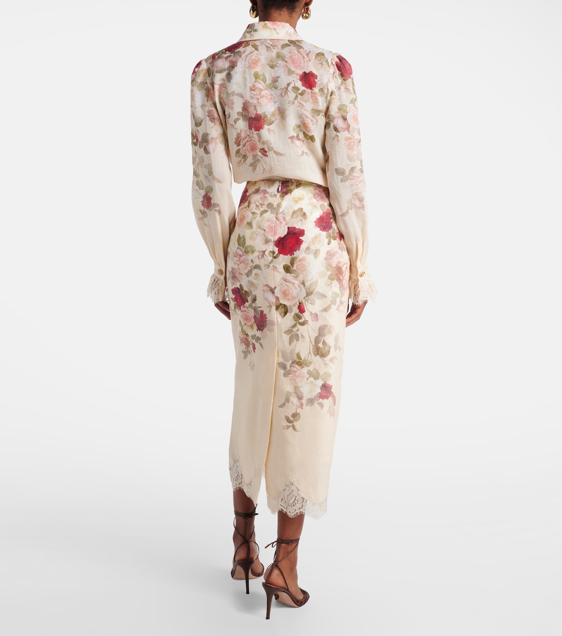 Hypnotic floral linen pencil skirt | Zimmermann