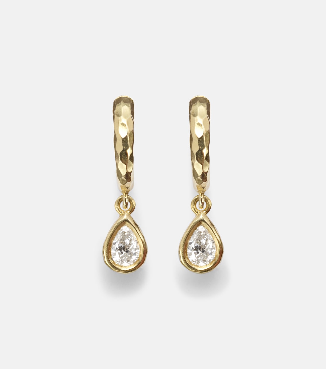 Hidden Gem 18kt gold huggie earrings with diamonds | Octavia Elizabeth