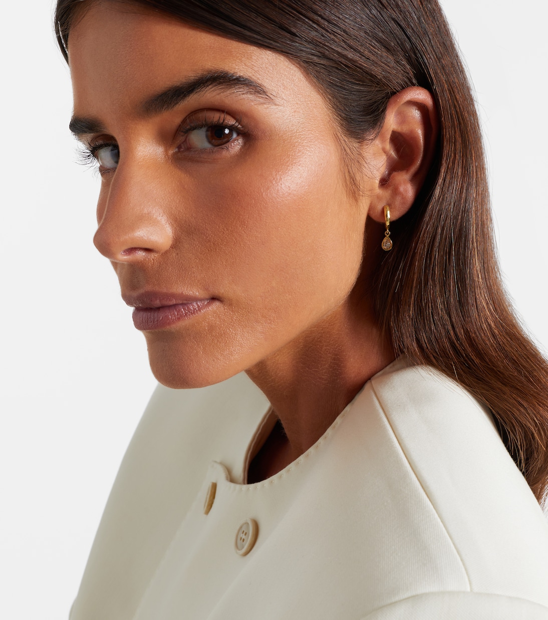 Hidden Gem 18kt gold huggie earrings with diamonds | Octavia Elizabeth