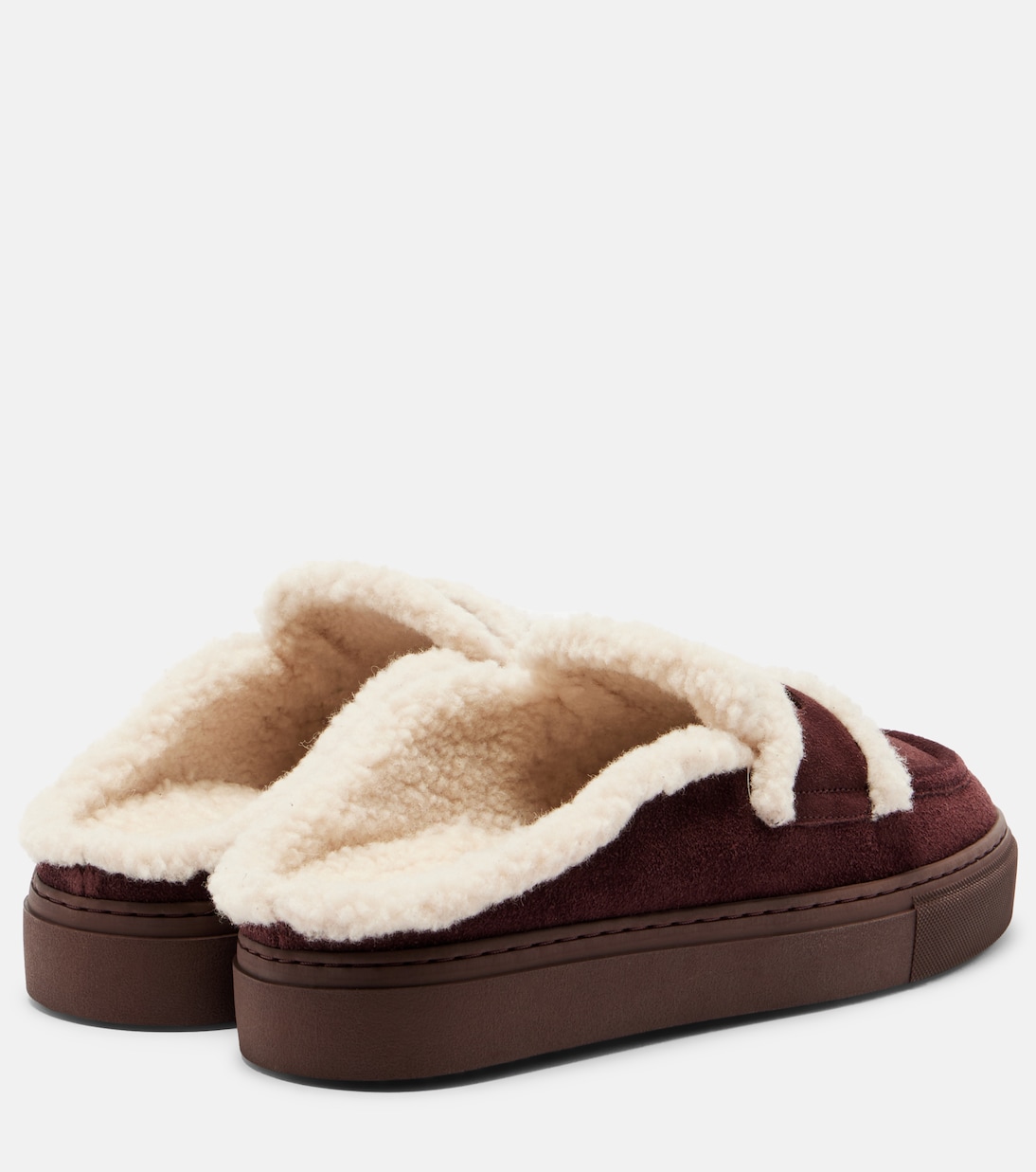 Shearling-trimmed suede mules | Inuikii