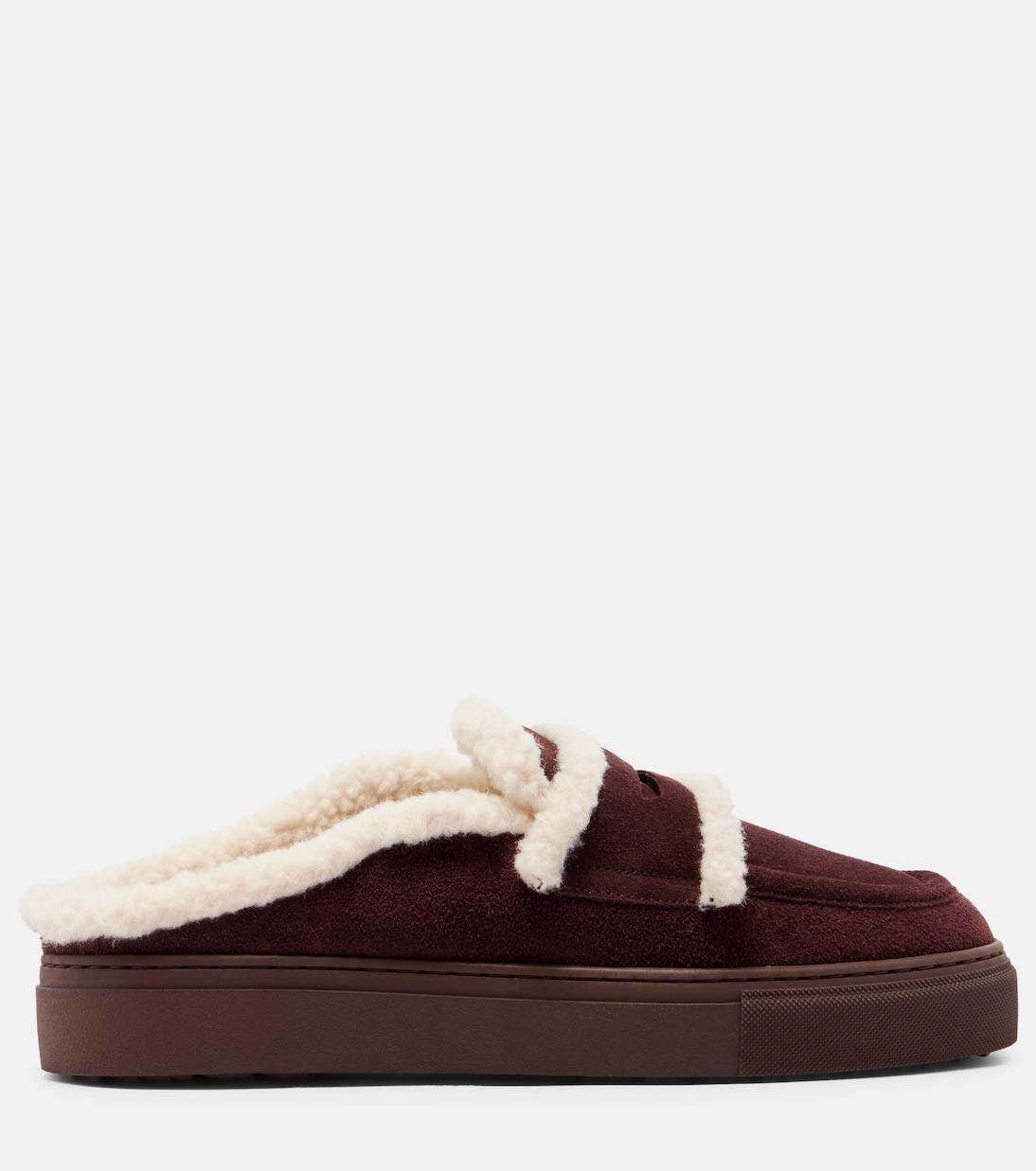Shearling-trimmed suede mules | Inuikii