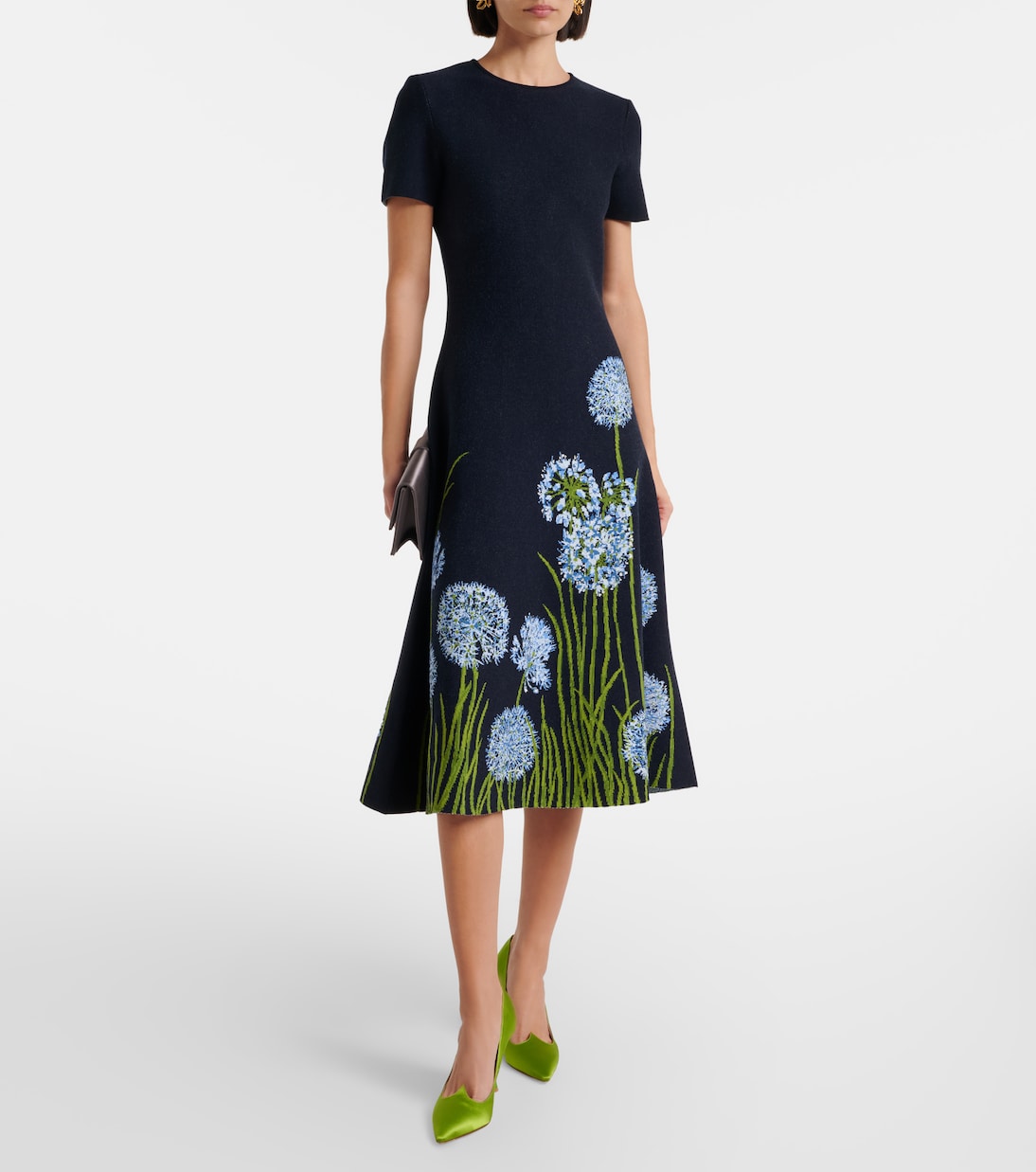 Robe midi en jacquard à fleurs | Oscar de la Renta