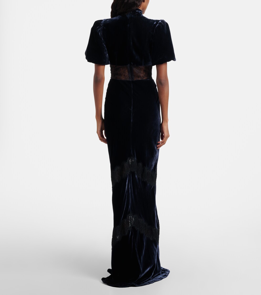Minerva lace-trimmed velvet gown | Rebecca Vallance