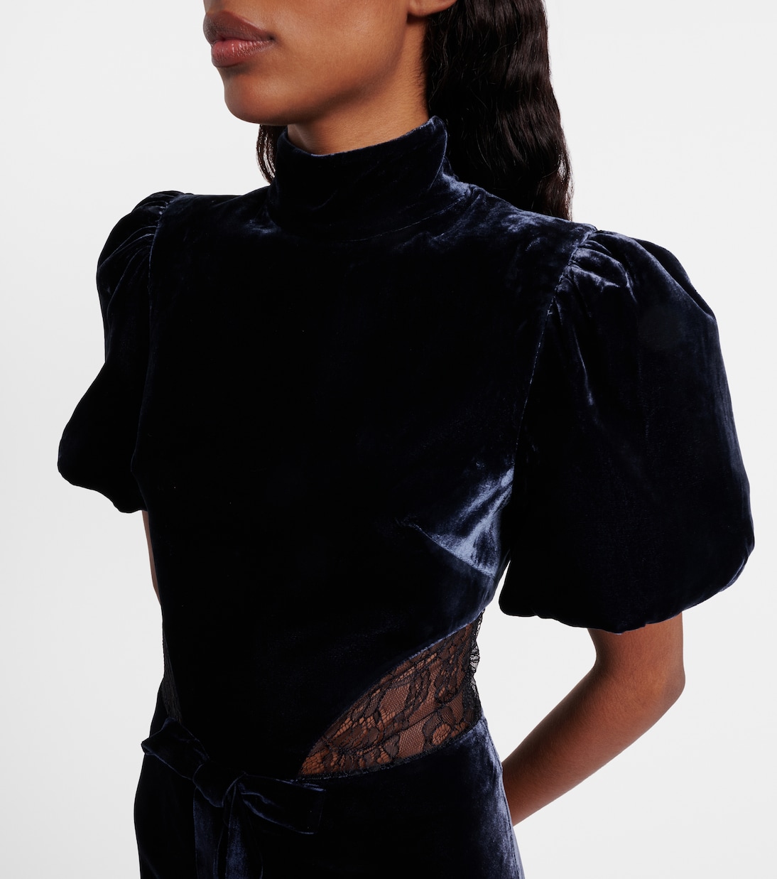 Minerva lace-trimmed velvet gown | Rebecca Vallance