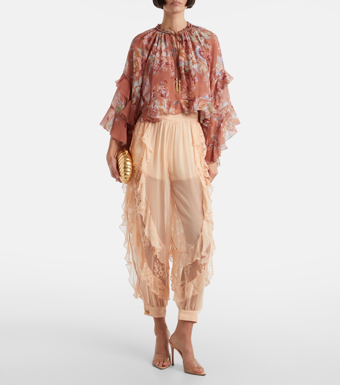 Rebellion Splice ruffled silk tapered pants | Zimmermann