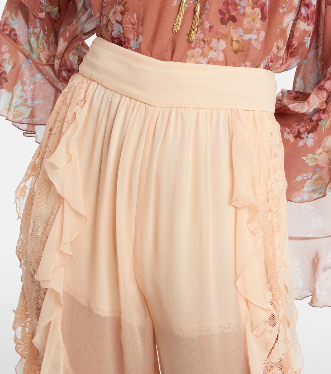 Rebellion Splice ruffled silk tapered pants | Zimmermann