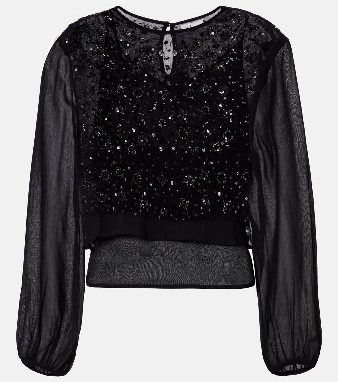 Marlowe sequinned sheer top | Velvet