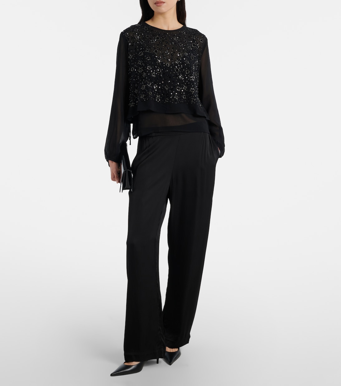 Marlowe sequinned sheer top | Velvet