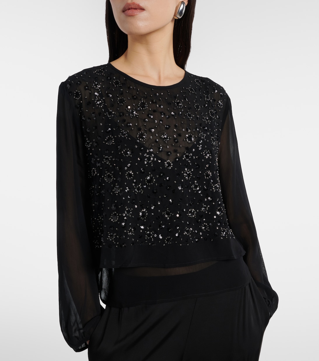 Marlowe sequinned sheer top | Velvet