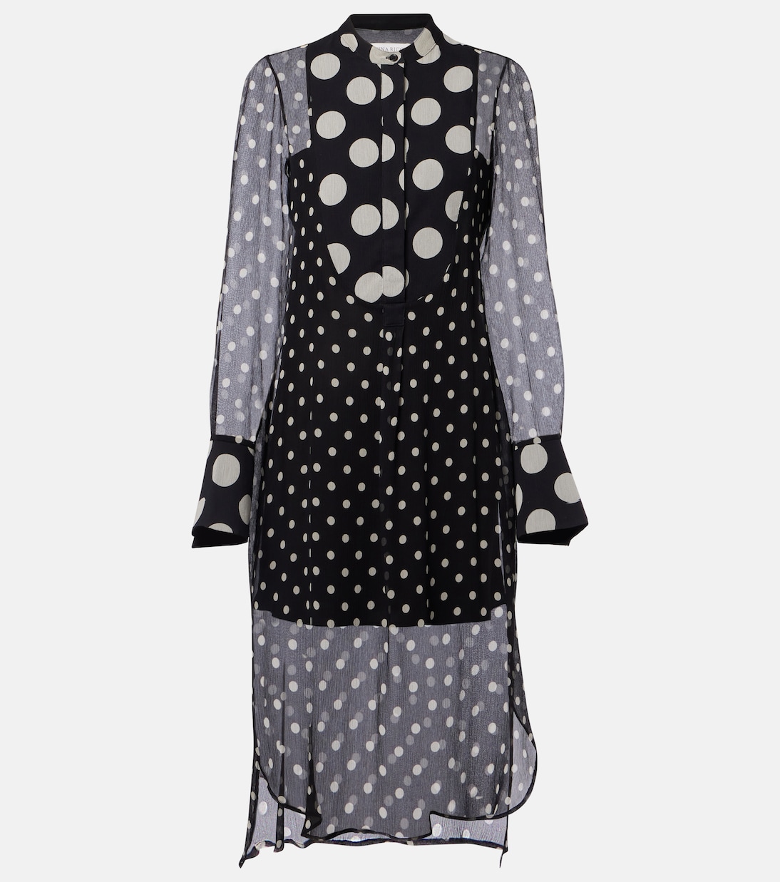 Polka-dot semi-sheer silk midi dress | Nina Ricci