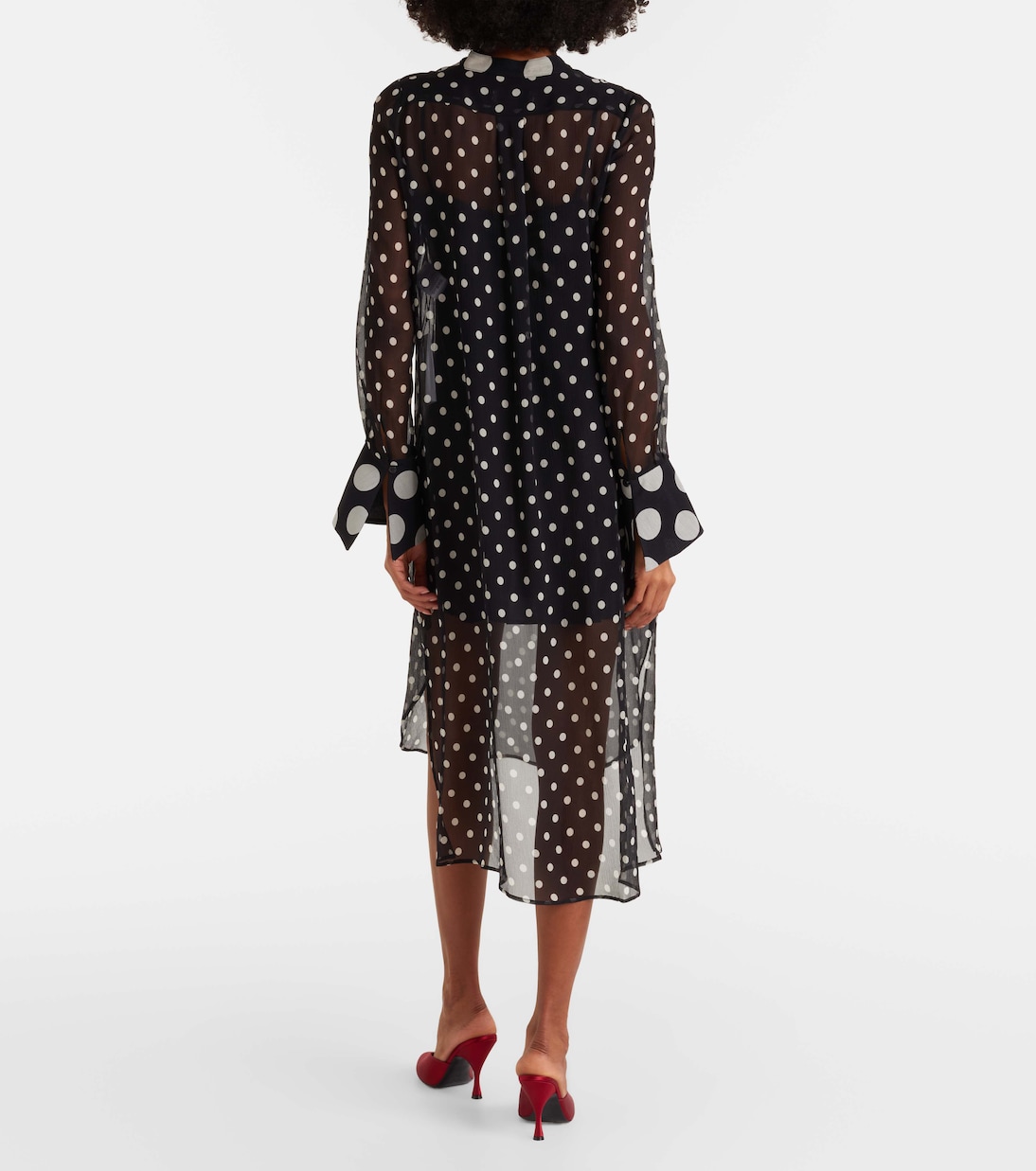 Polka-dot semi-sheer silk midi dress | Nina Ricci