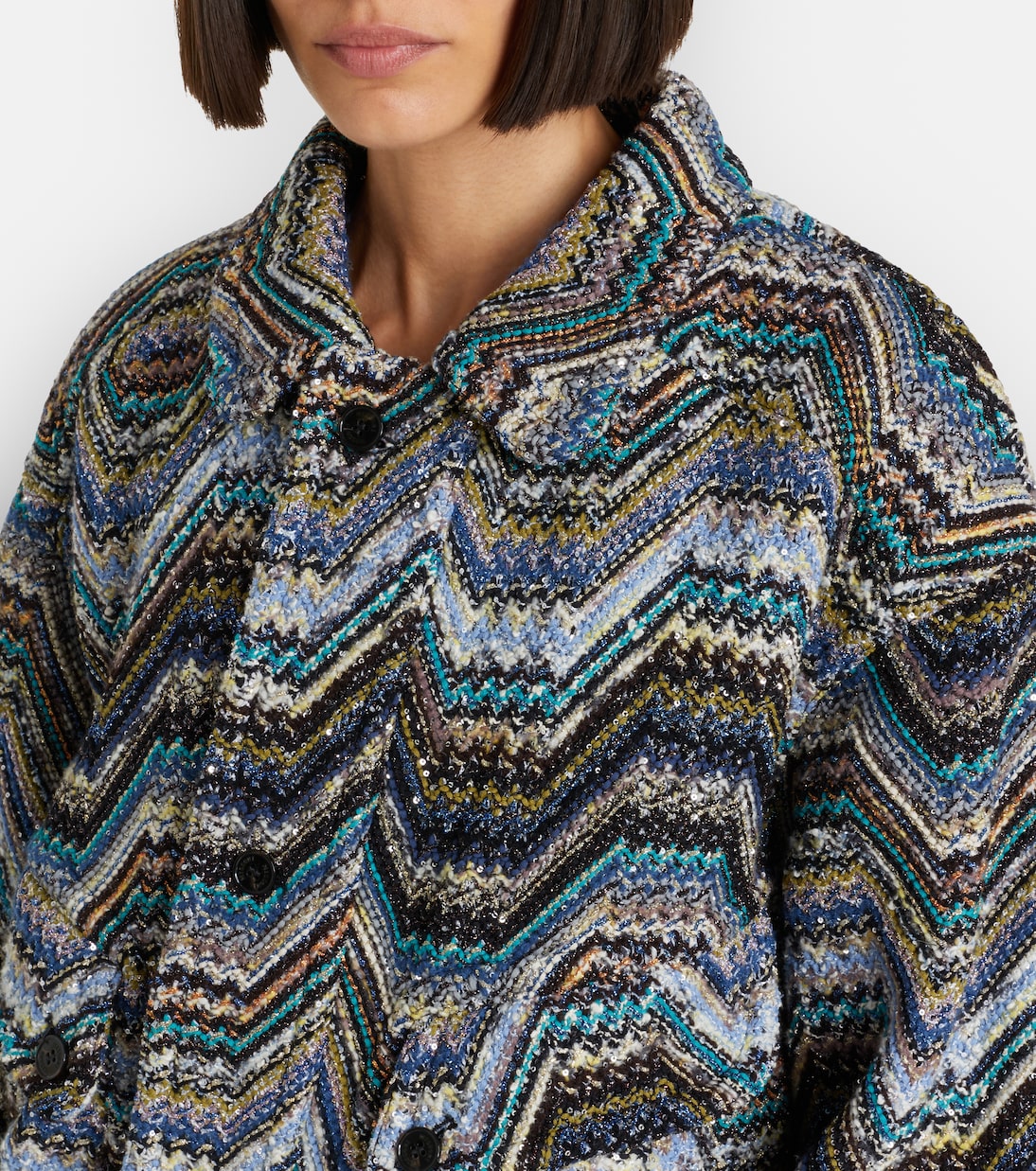 Zigzag oversized jacquard wool-blend jacket | Missoni