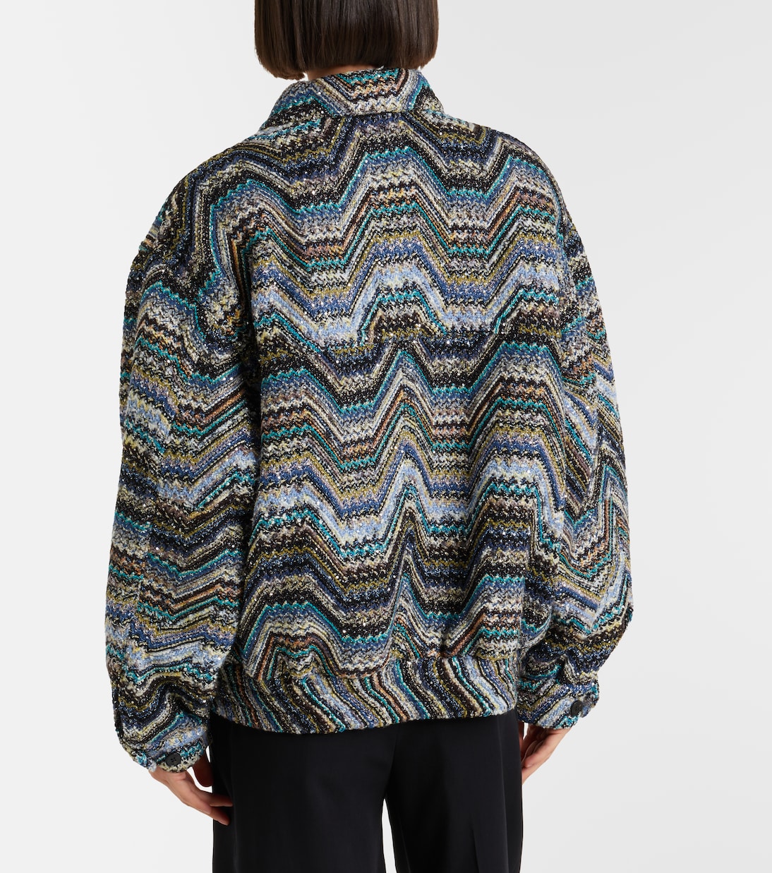 Zigzag oversized jacquard wool-blend jacket | Missoni