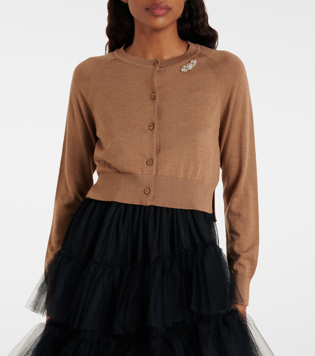 Cardigan aus Wolle und Seide mit Kristallen | Simone Rocha