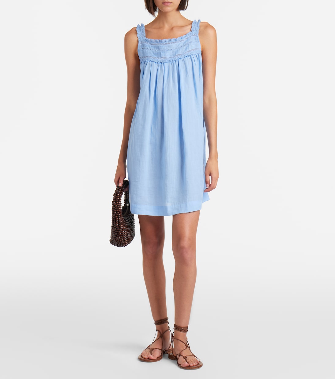 Bea lace-trimmed ramie minidress | Dôen