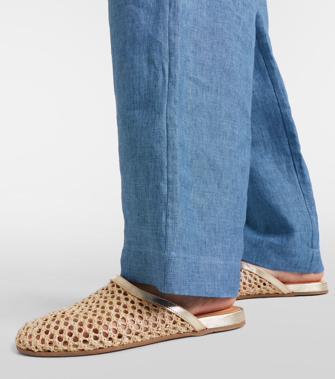 Leather-trimmed raffia mules | Ancient Greek Sandals