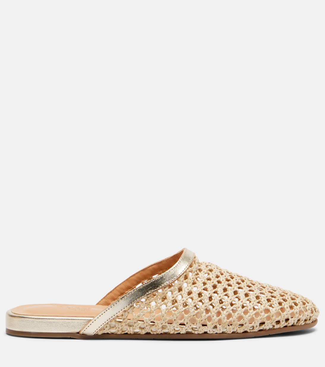 Leather-trimmed raffia mules | Ancient Greek Sandals