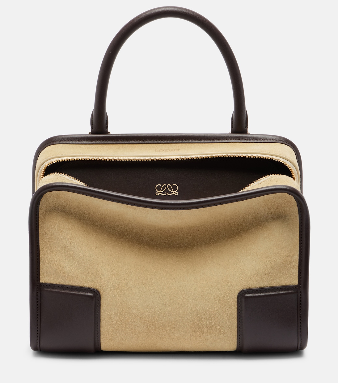Henkeltasche aus Veloursleder mit Leder | Loewe