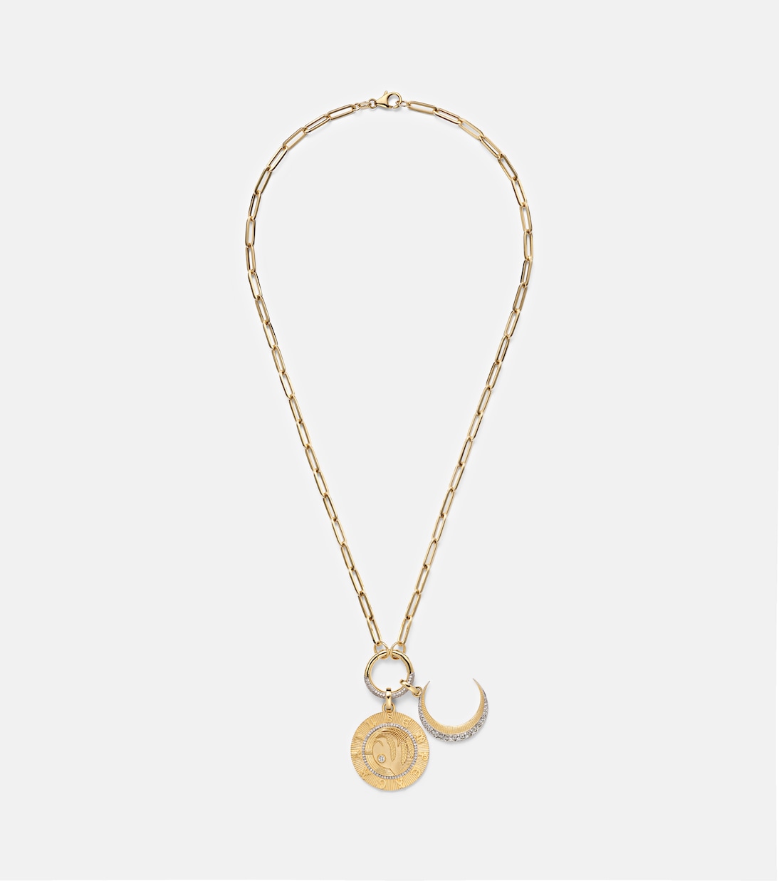 Halskette Infinite Gratitude & Crescent aus 18kt Gelbgold mit Diamanten | FoundRae