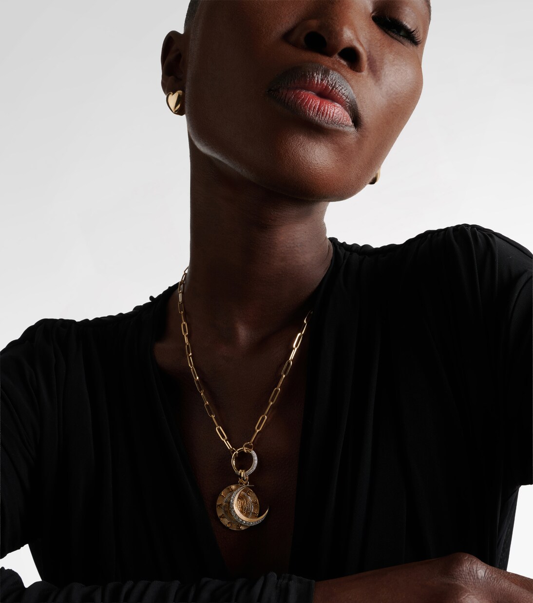 Halskette Infinite Gratitude & Crescent aus 18kt Gelbgold mit Diamanten | FoundRae