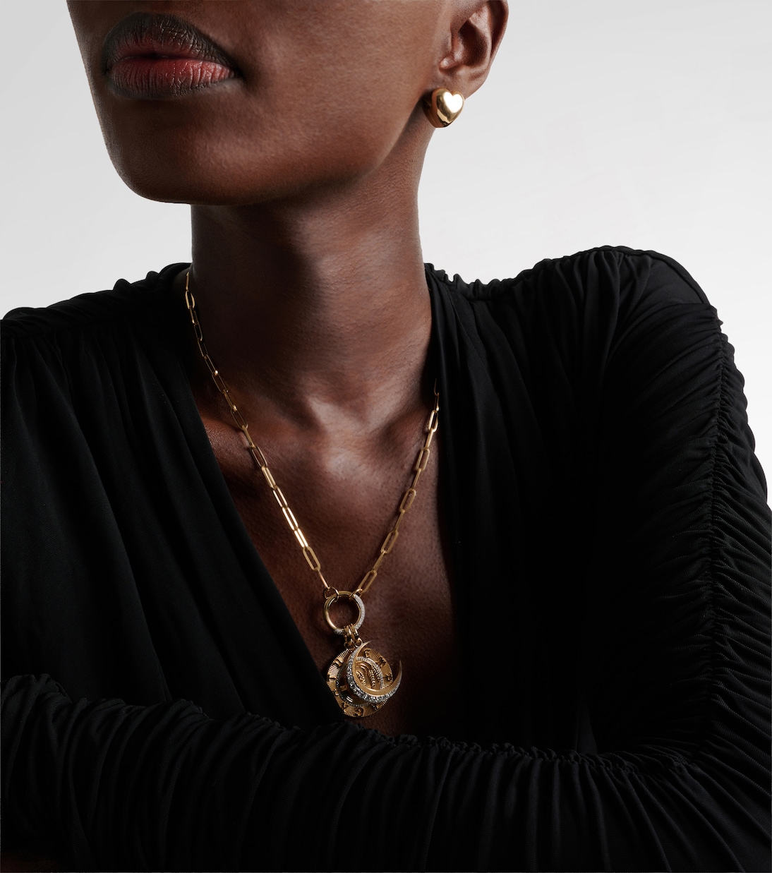 Halskette Infinite Gratitude & Crescent aus 18kt Gelbgold mit Diamanten | FoundRae