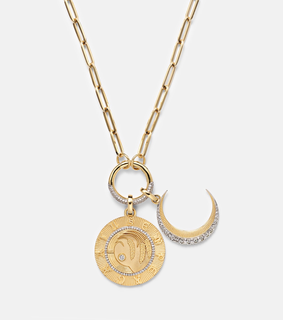 Halskette Infinite Gratitude & Crescent aus 18kt Gelbgold mit Diamanten | FoundRae