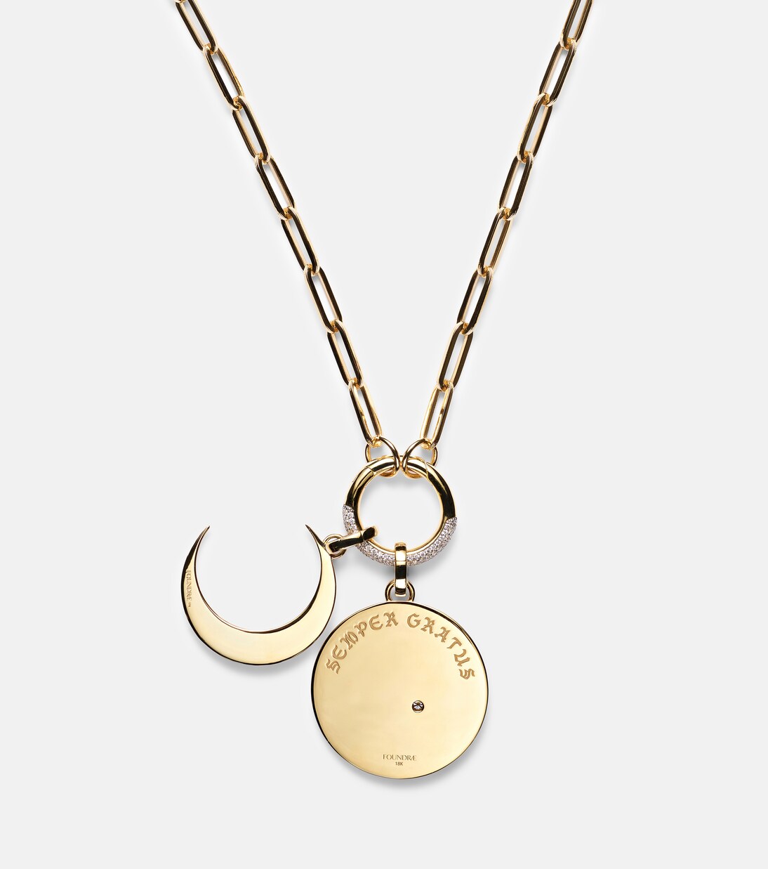 Halskette Infinite Gratitude & Crescent aus 18kt Gelbgold mit Diamanten | FoundRae