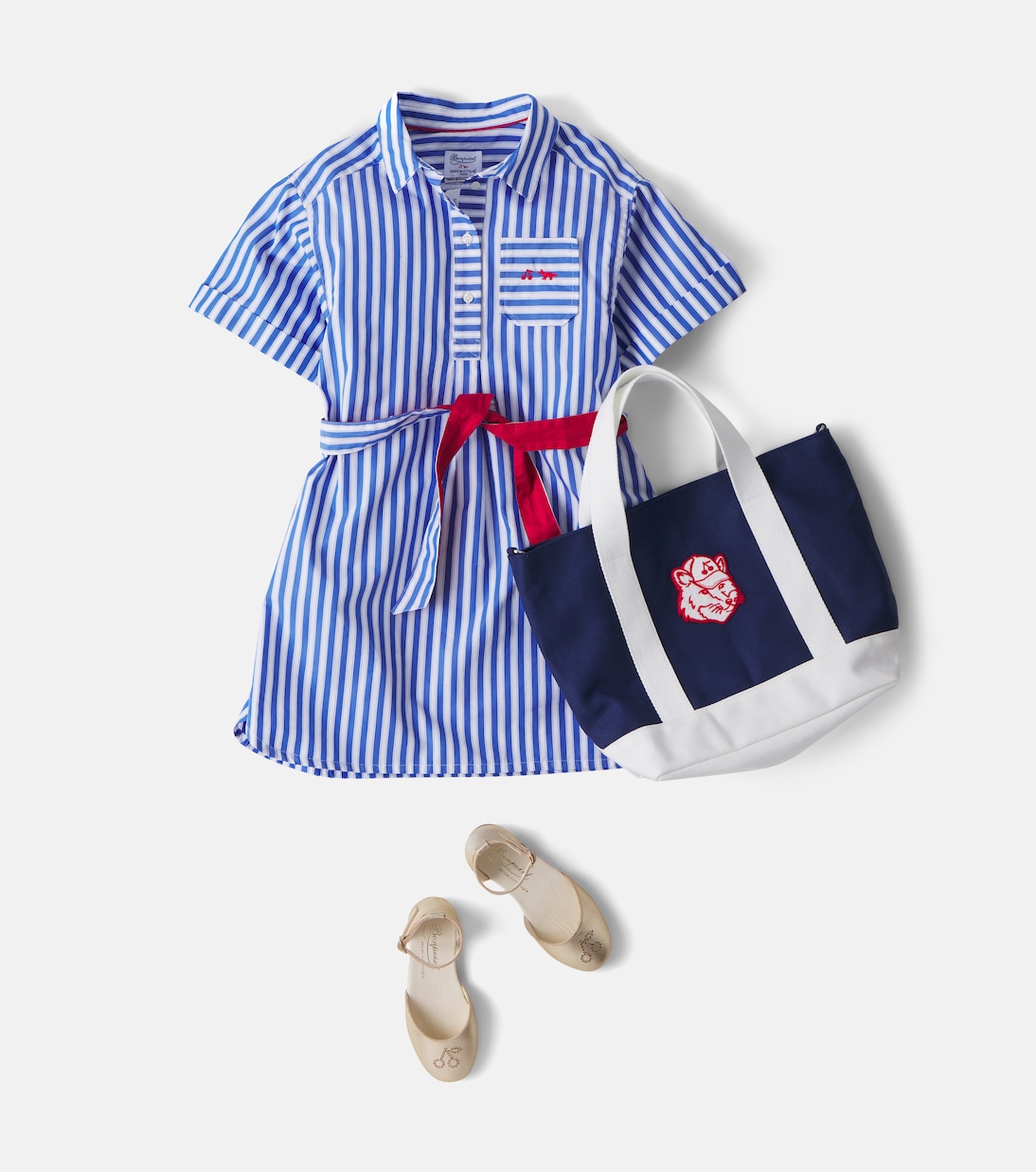 x Kitsuné Lissandra striped cotton shirt dress | Bonpoint