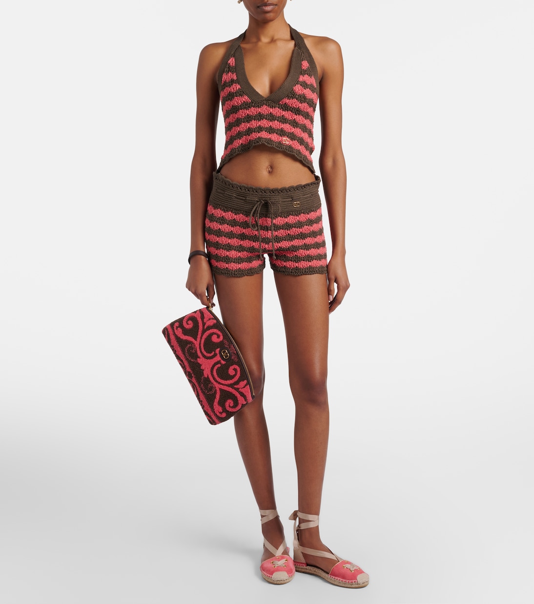 Striped knitted cotton crop top | Valentino