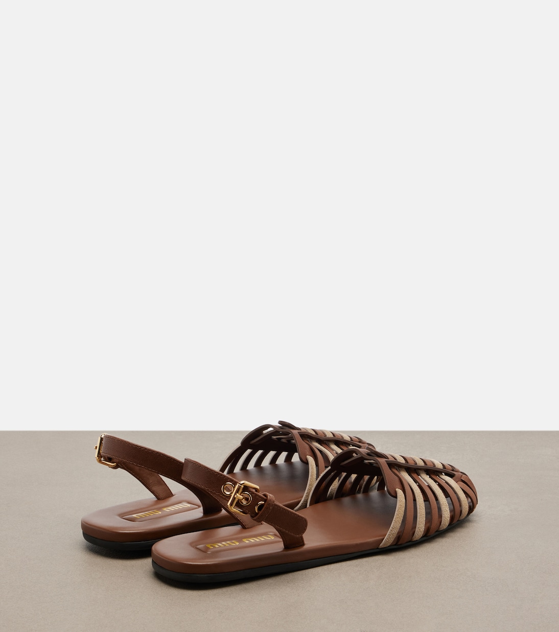 Sandales slingback en cuir et daim | Miu Miu