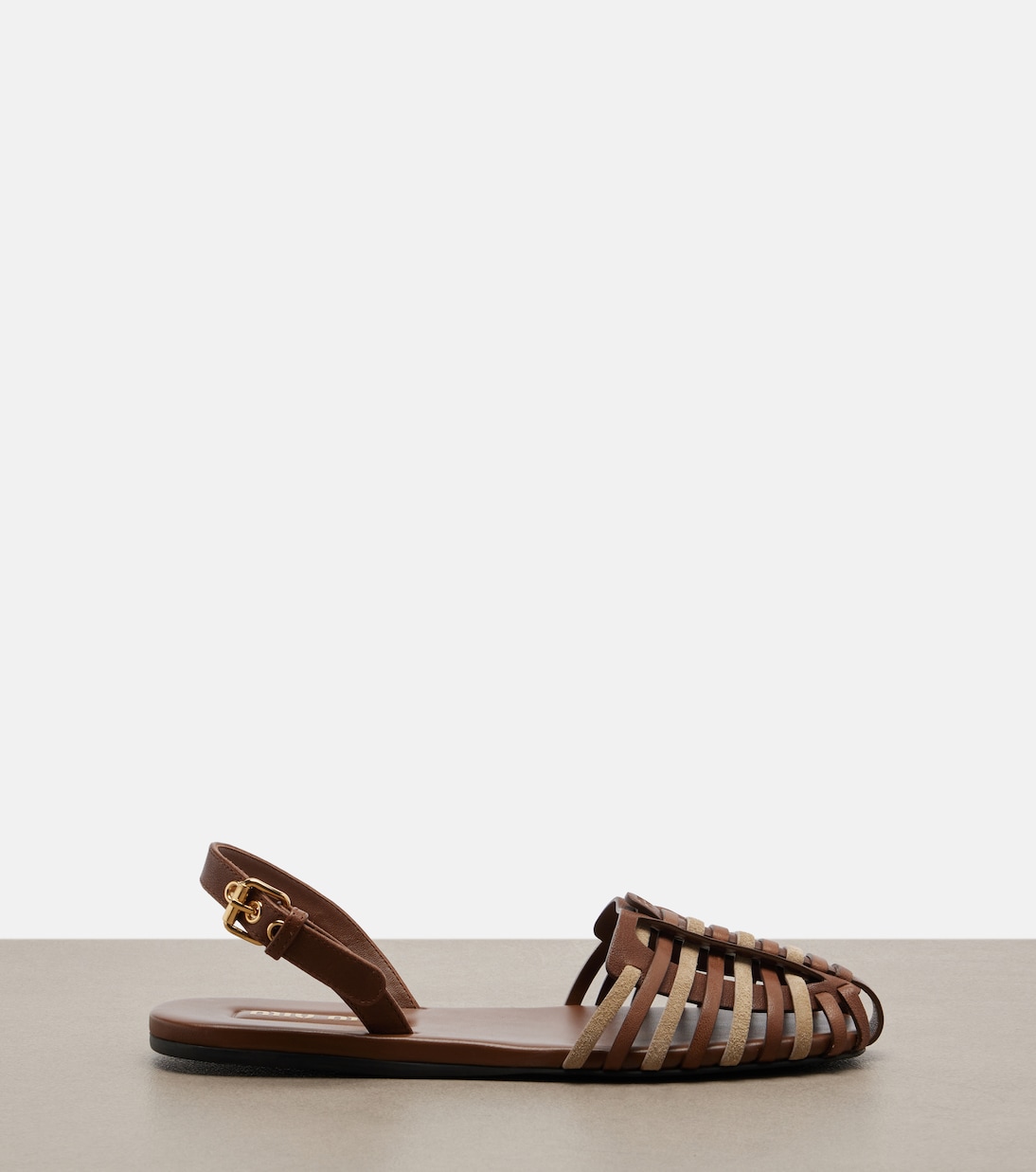 Sandales slingback en cuir et daim | Miu Miu
