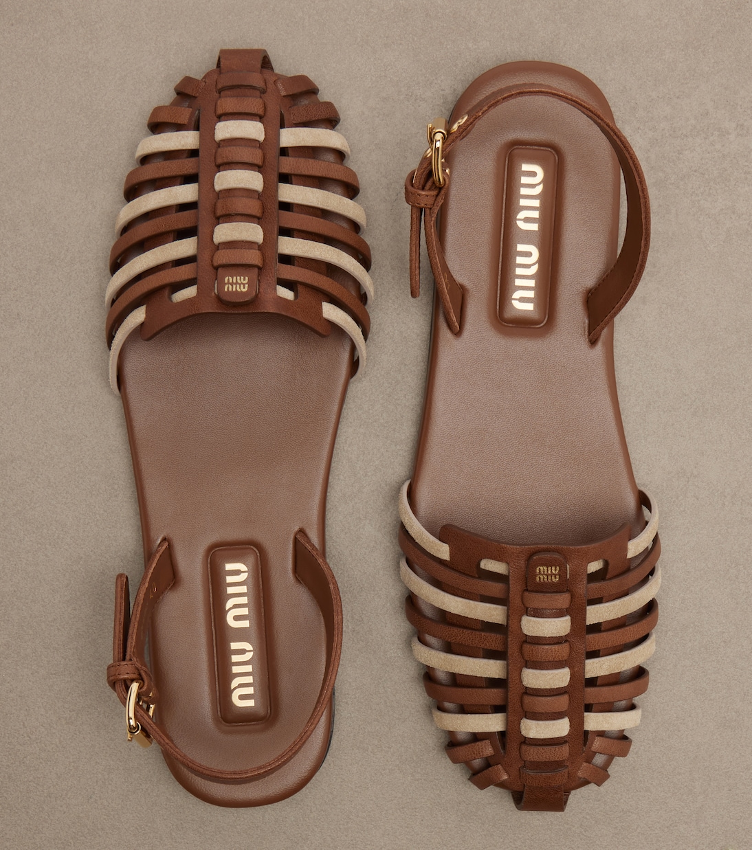 Sandales slingback en cuir et daim | Miu Miu