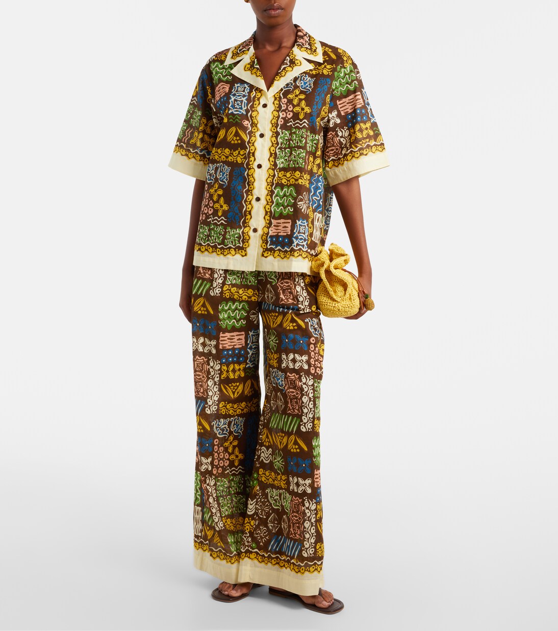Minnie printed cotton wide-leg pants | Alémais