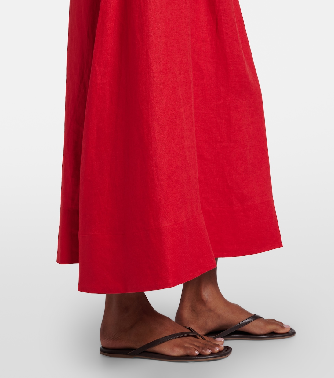Ayla shirred linen midi dress | Staud