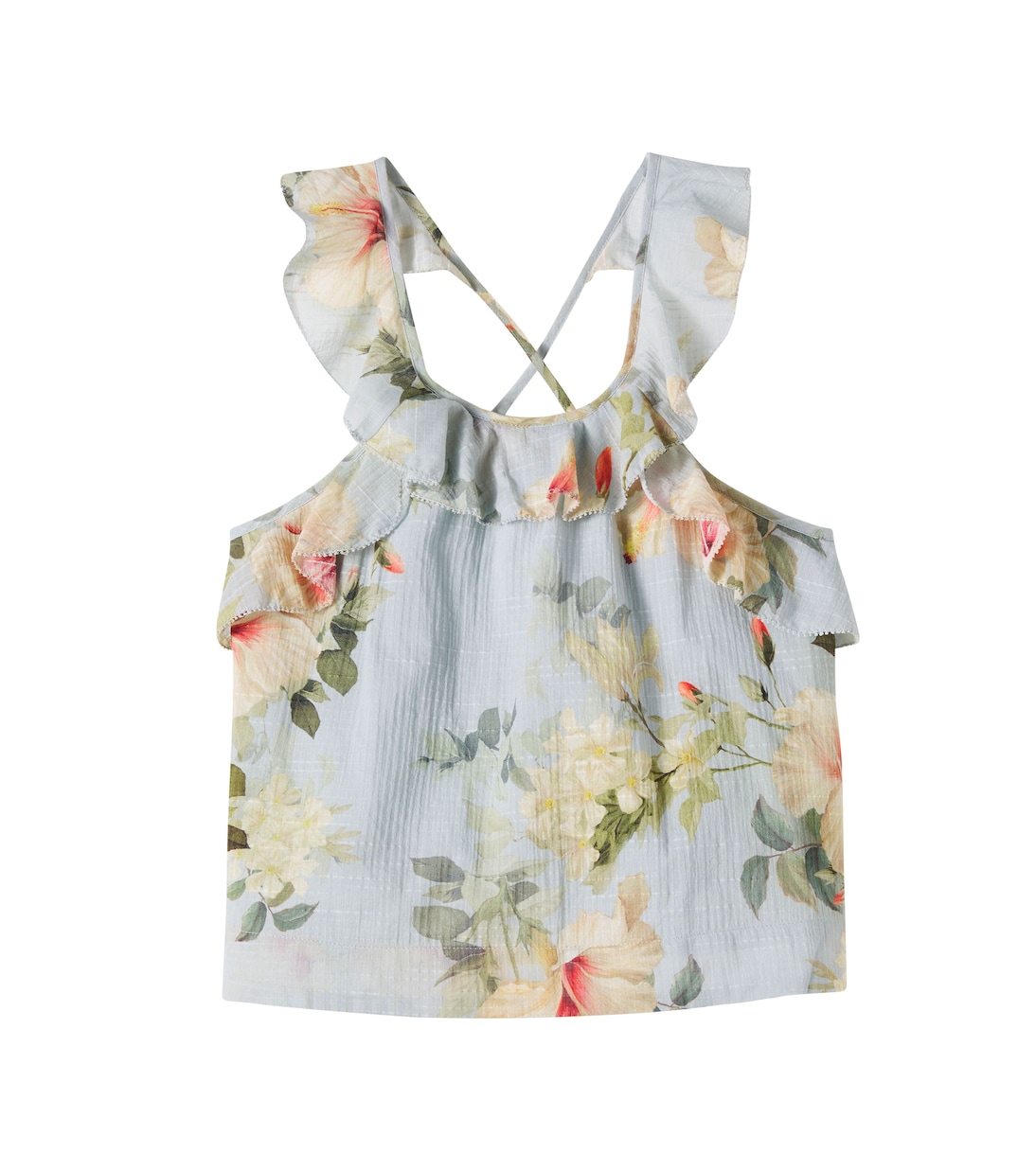 Mahon floral ruffled cotton tank top | Zimmermann Kids