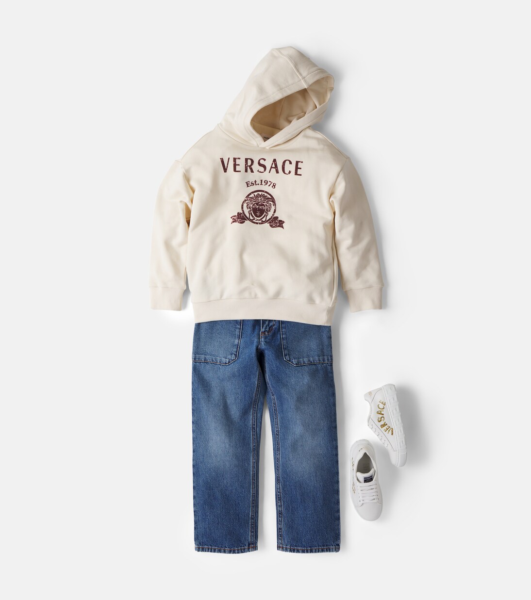 Medusa printed cotton jersey hoodie | Versace Kids