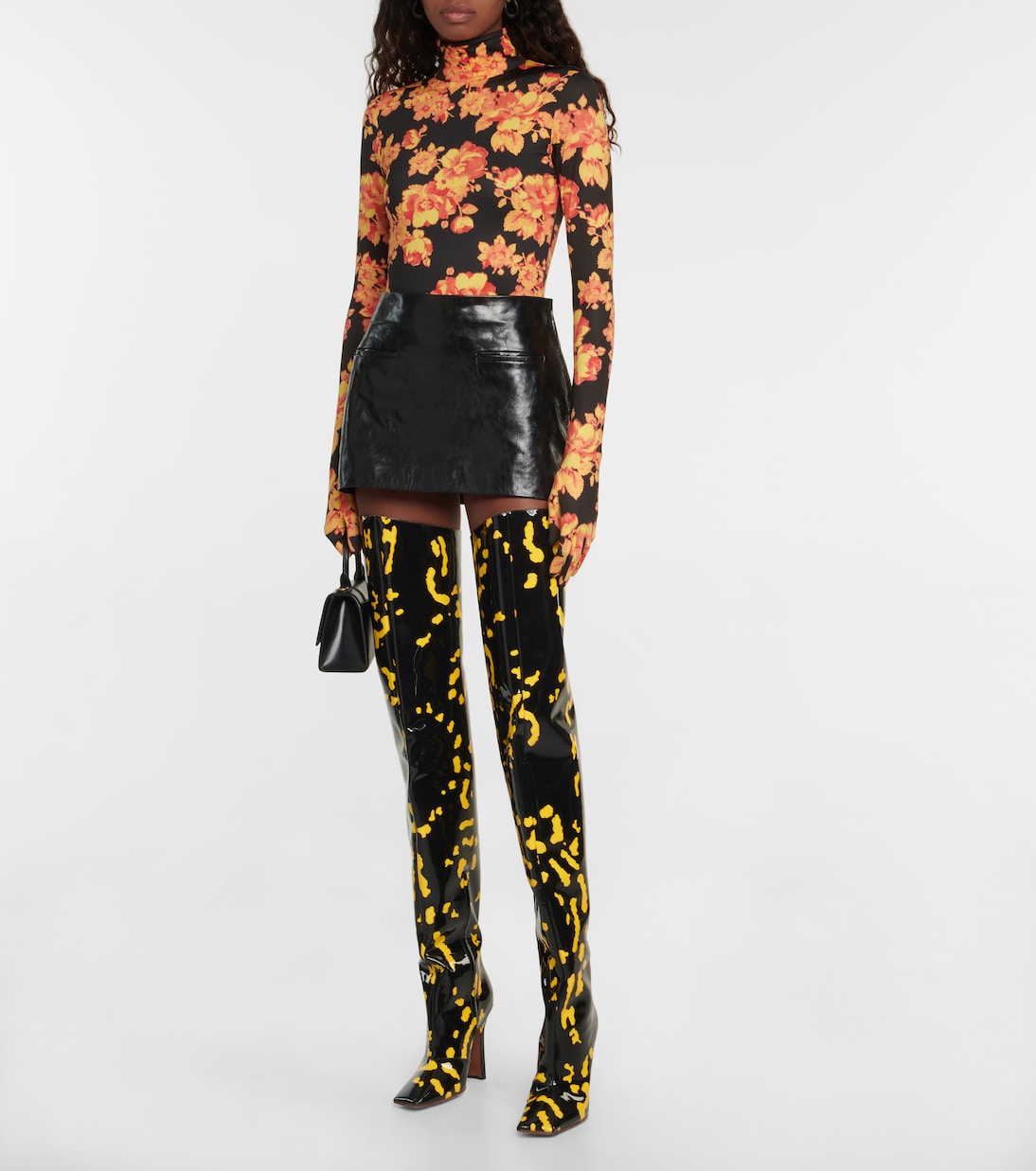 Bedruckte Overknee-Stiefel aus Lackleder | Vetements