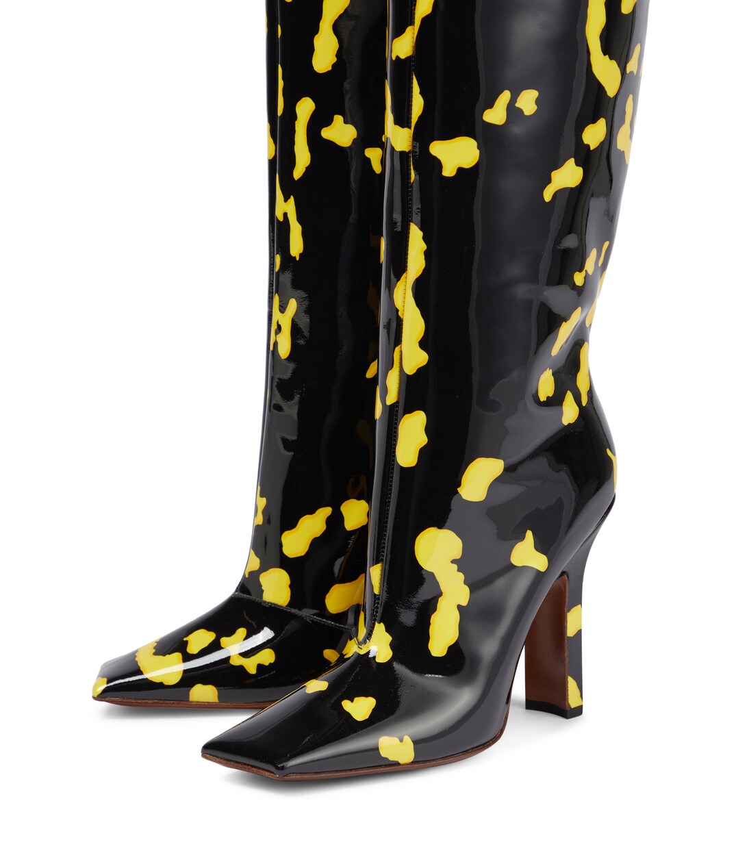 Bedruckte Overknee-Stiefel aus Lackleder | Vetements