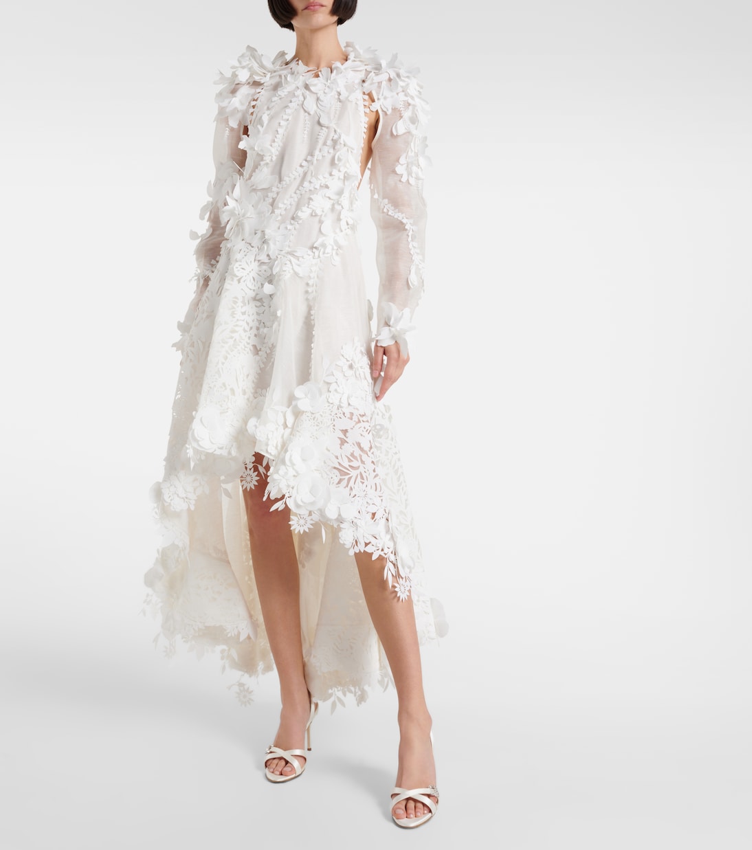 Ramisli embellished satin slingback sandals | Manolo Blahnik